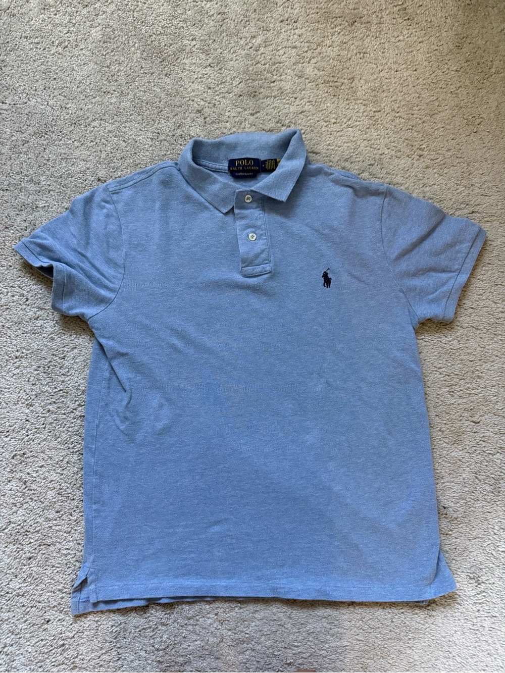 Ralph Lauren Men's Polo Shirt in Light Blue with Navy Logo